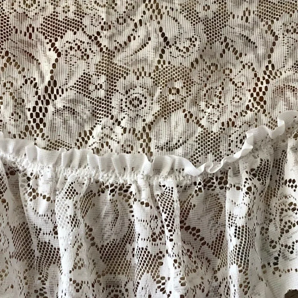 JC Penney Curtain Lace Valance Flower Ruffle 42x21